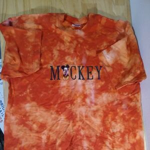 Vintage Mickey Mouse Spell Out Reverse Tie Dye T-Shirt